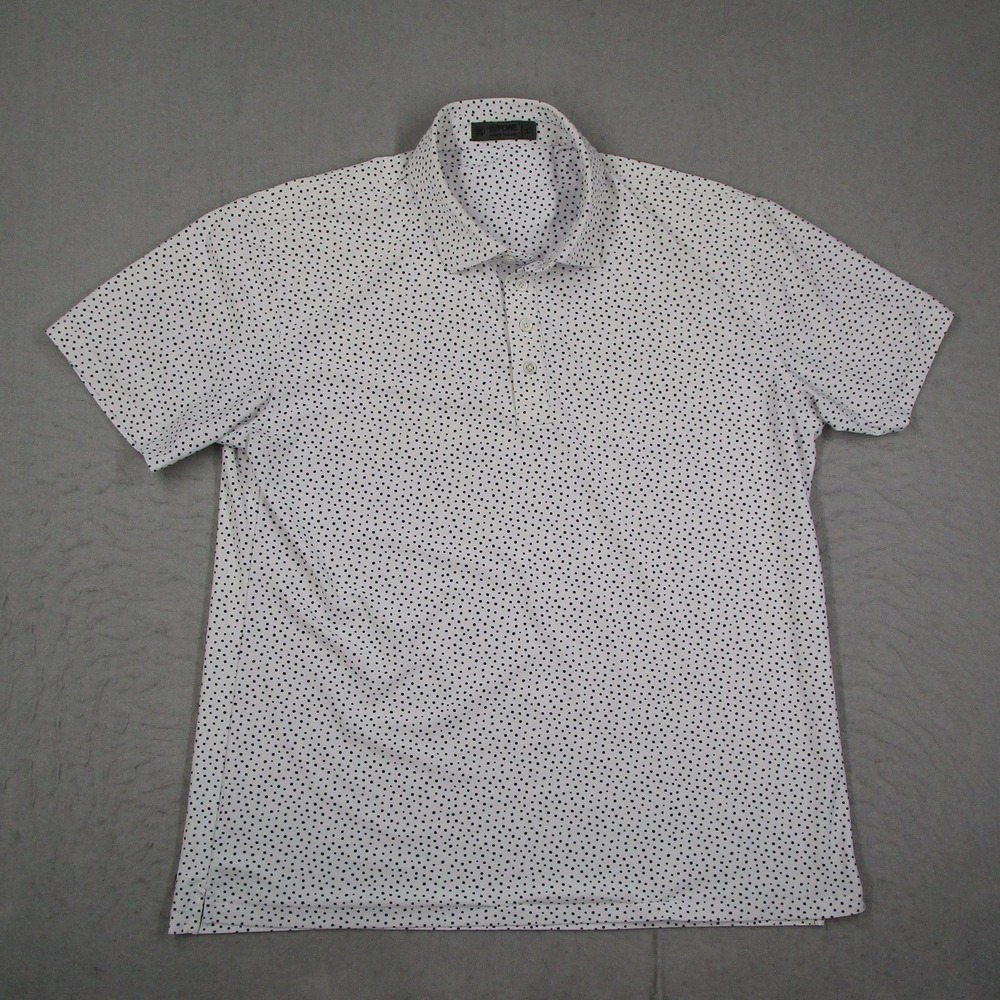 G/FORE Mens Polka Dot Golf Polo Shirt White Black G4MS22K46 Large
